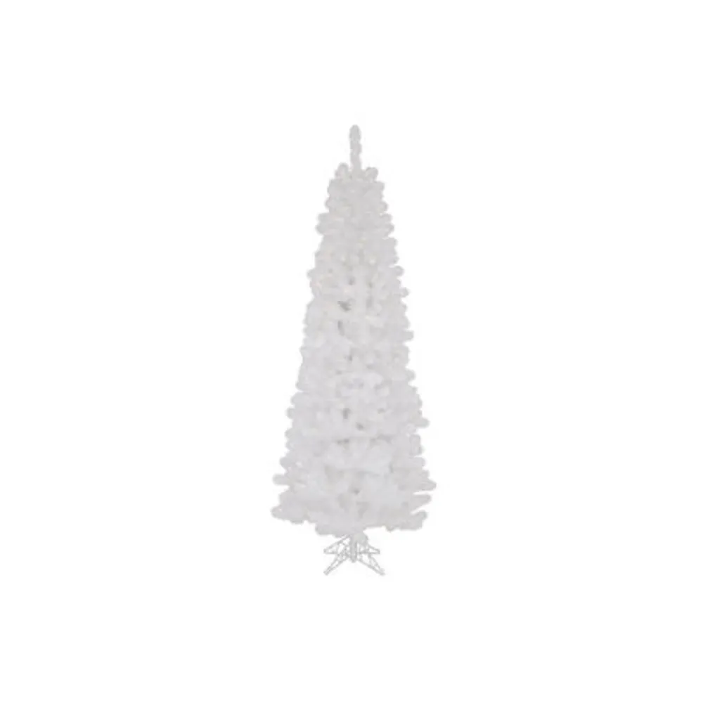 6.5' Prelit White Salem Pencil Pine Artificial Christmas Tree