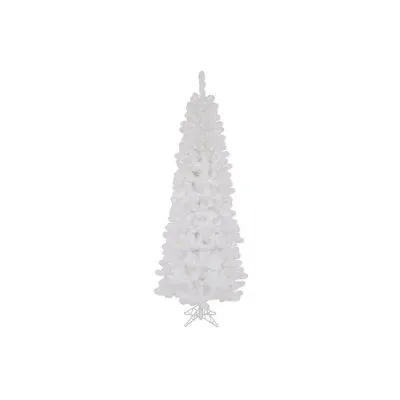 6.5' Prelit White Salem Pencil Pine Artificial Christmas Tree