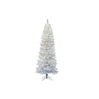 6.5' Prelit White Salem Pencil Pine Artificial Christmas Tree