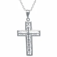 Silver Treasures Womens Sterling Silver Filigree Cross Pendant Necklace