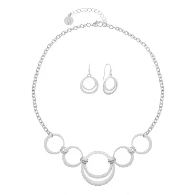 Liz Claiborne Circle Collar Necklace And Drop Earring 2-pc. Jewelry Set