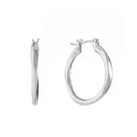 Liz Claiborne Silver Tone Twist Hoop Earrings