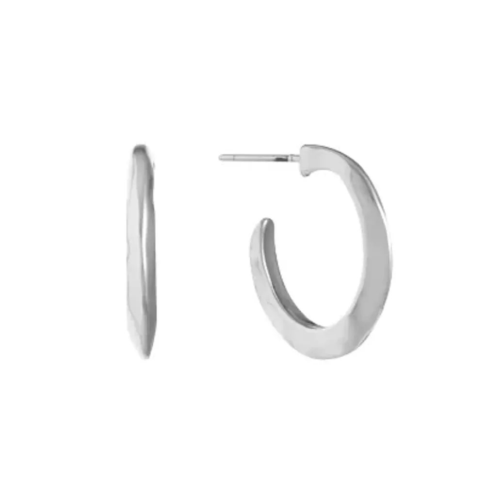 Liz Claiborne Silver Tone Small Open Hoop Earrings