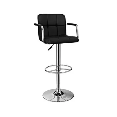 Black and Chrome Upholstered Bar Stool