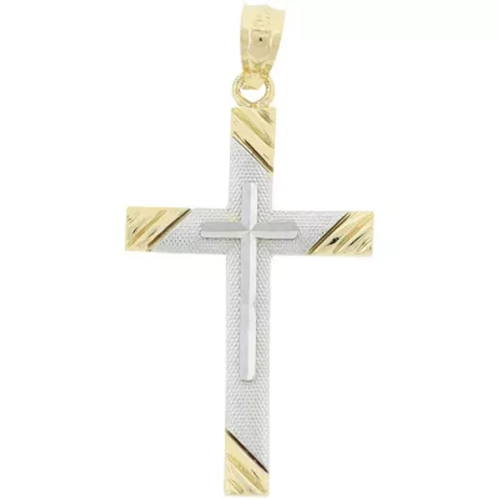 Womens 14K Two-Tone Gold Cross Pendant 