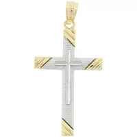 Womens 14K Two-Tone Gold Cross Pendant 