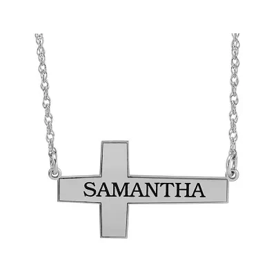 Personalized Sterling Silver Cross Pendant Necklace