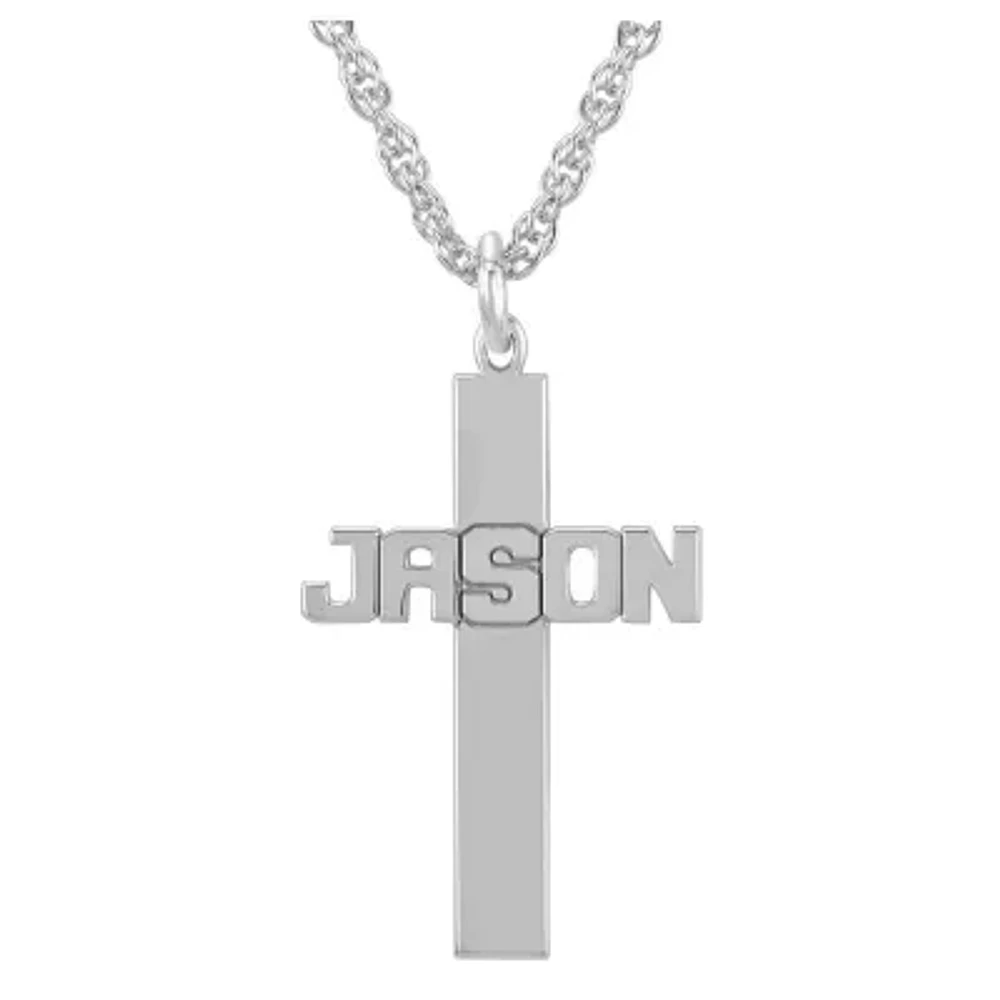 Personalized Sterling Silver Cross Pendant Necklace