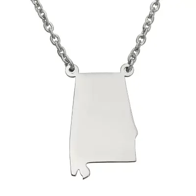 Personalized Sterling Silver Alabama Pendant Necklace