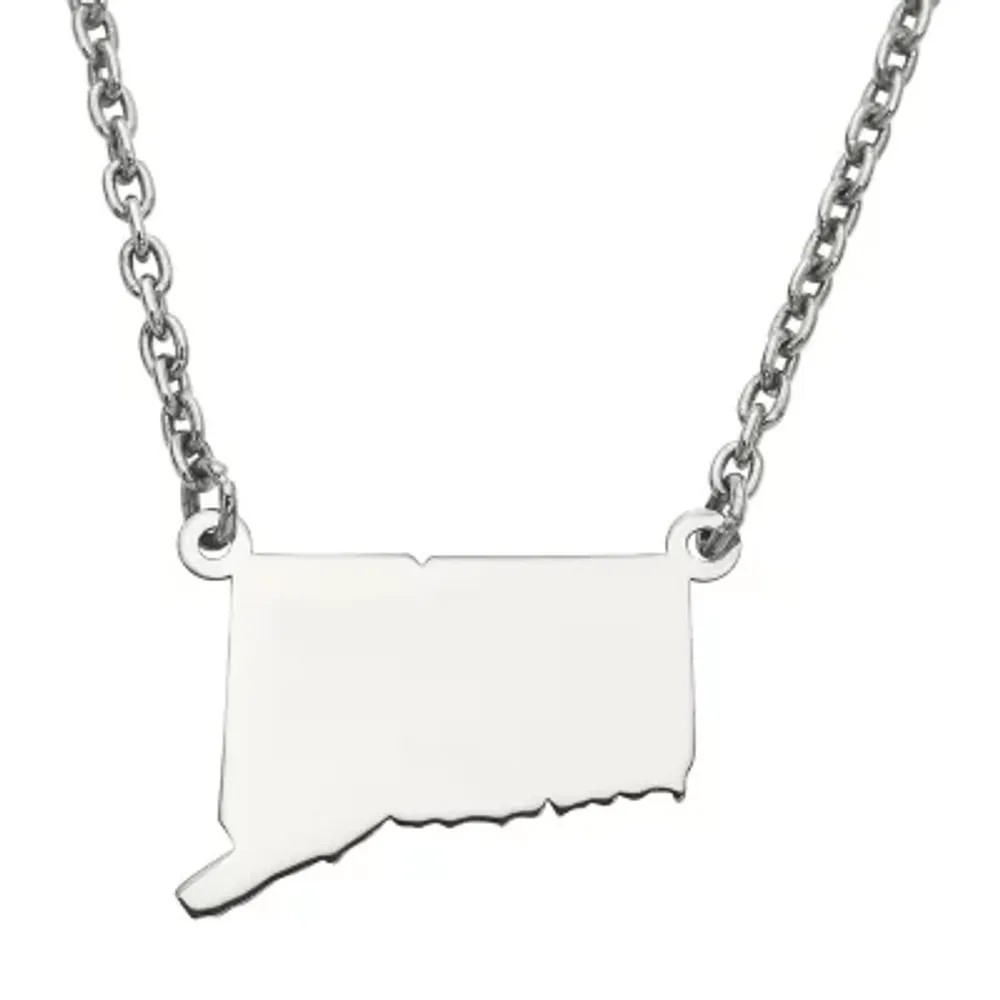 Personalized Sterling Silver Connecticut Pendant Necklace