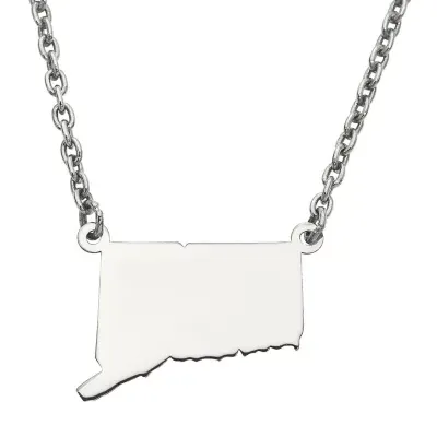 Personalized Sterling Silver Connecticut Pendant Necklace
