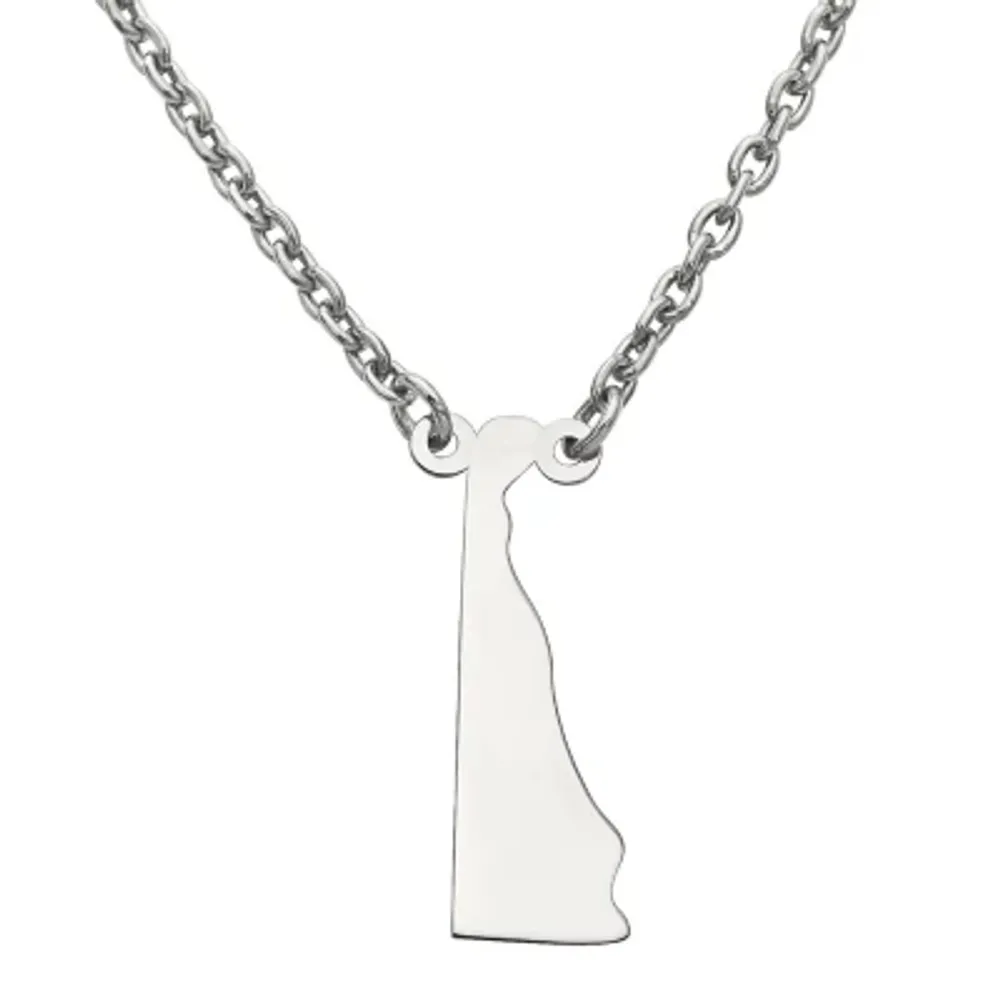 Personalized Sterling Silver Delaware Pendant Necklace