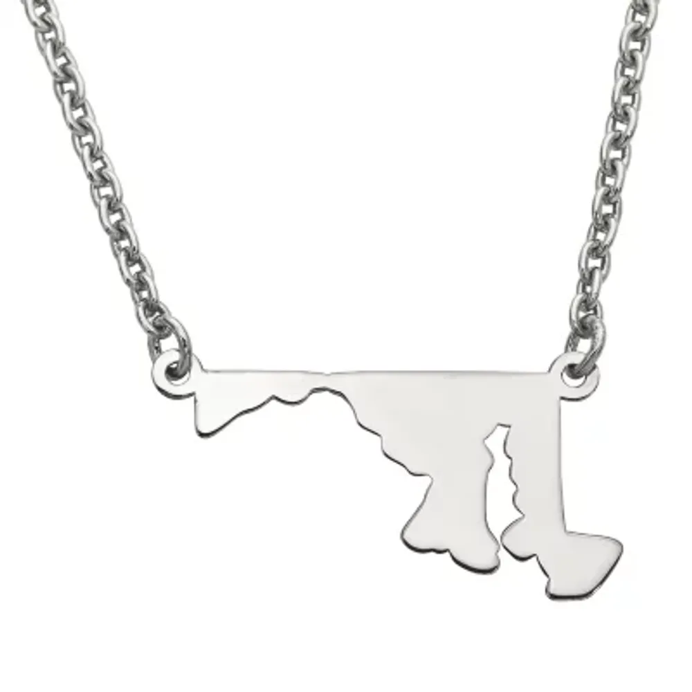 Personalized Sterling Silver Maryland Pendant Necklace