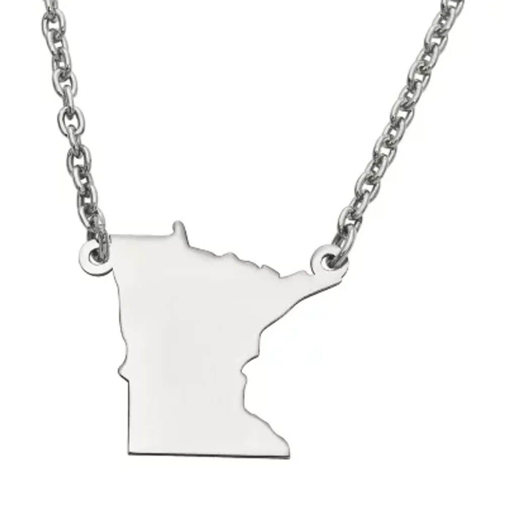 Personalized Sterling Silver Minnesota Pendant Necklace