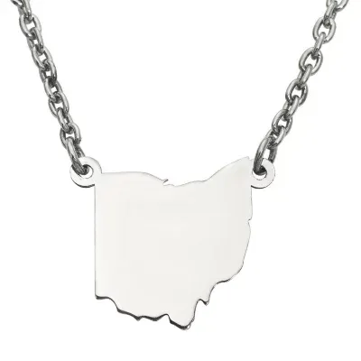 Personalized Sterling Silver Ohio Pendant Necklace