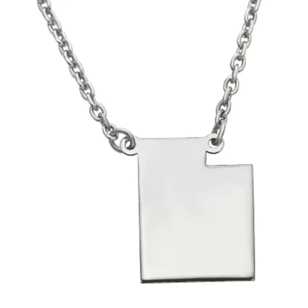 Personalized Sterling Silver Utah Pendant Necklace