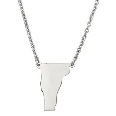 Personalized Sterling Silver Vermont Pendant Necklace