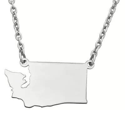 Personalized Sterling Silver Washington Pendant Necklace
