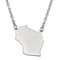 Personalized Sterling Silver Wisconsin Pendant Necklace