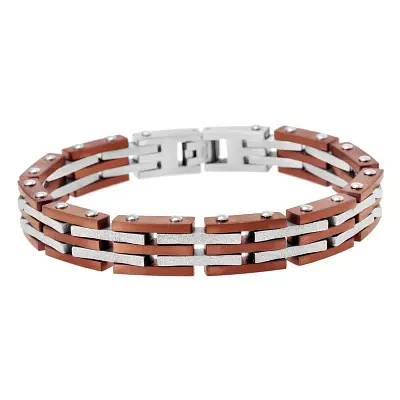 Mens Two-Tone Stainless Steel Bracelet