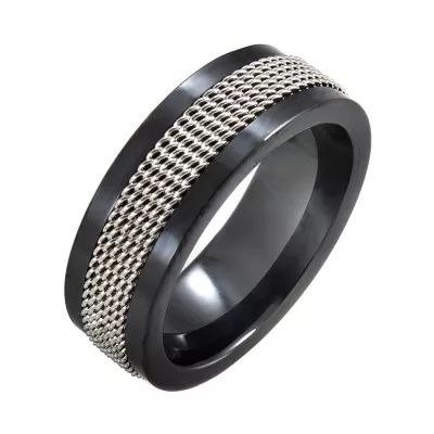 Black Ceramic & Stainless Steel Mesh Band