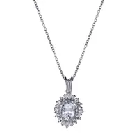 DiamonArt® Womens White Cubic Zirconia Sterling Silver Starburst Pendant Necklace