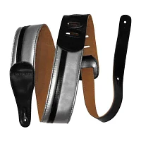 ChromaCast Speed Series Leather Racing Guitar Strap - Black and Silver