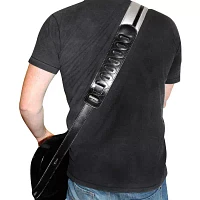 ChromaCast Speed Series Leather Racing Guitar Strap - Black and Silver