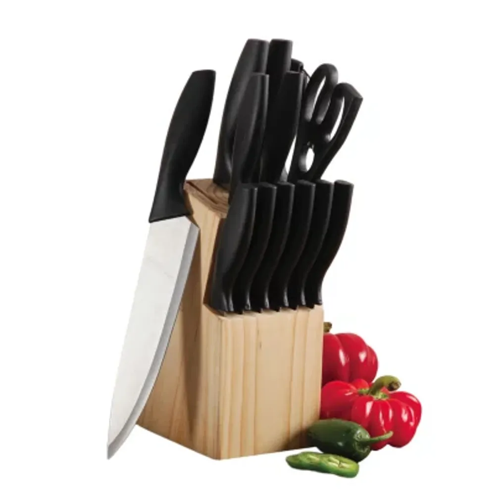 Gibson Home Seward 2 Piece Stainless Steel Santoku Cutlery Set with Wooden Handle