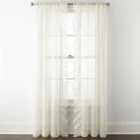 Home Expressions Ruffle Rod Pocket Sheer Set of 2 Curtain Panels