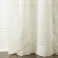 Home Expressions Ruffle Rod Pocket Sheer Set of 2 Curtain Panels