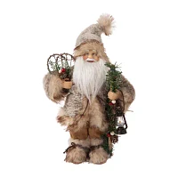 Glitzhome 12" Faux Fur Santa Figurine