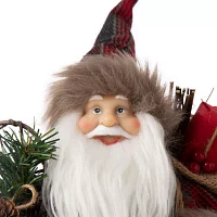 Glitzhome 12" Plaid Santa Figurine