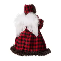 Glitzhome 12" Plaid Angel Tree Topper