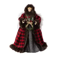 Glitzhome 12" Plaid Angel Tree Topper