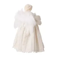 Glitzhome 12" Faux Fur Angel Tree Topper