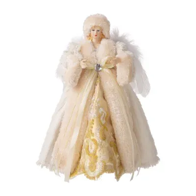 Glitzhome 12" Faux Fur Angel Tree Topper