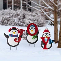 Glitzhome Penguin Joy Christmas Yard Art