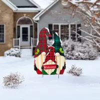 Glitzhome Gnome Family Christmas Holiday Yard Art