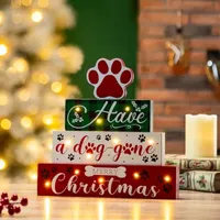 Glitzhome Pet Block Wood Sign Christmas Tabletop Decor