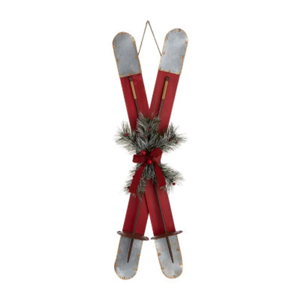 Glitzhome Red Wooden Christmas Porch Sign