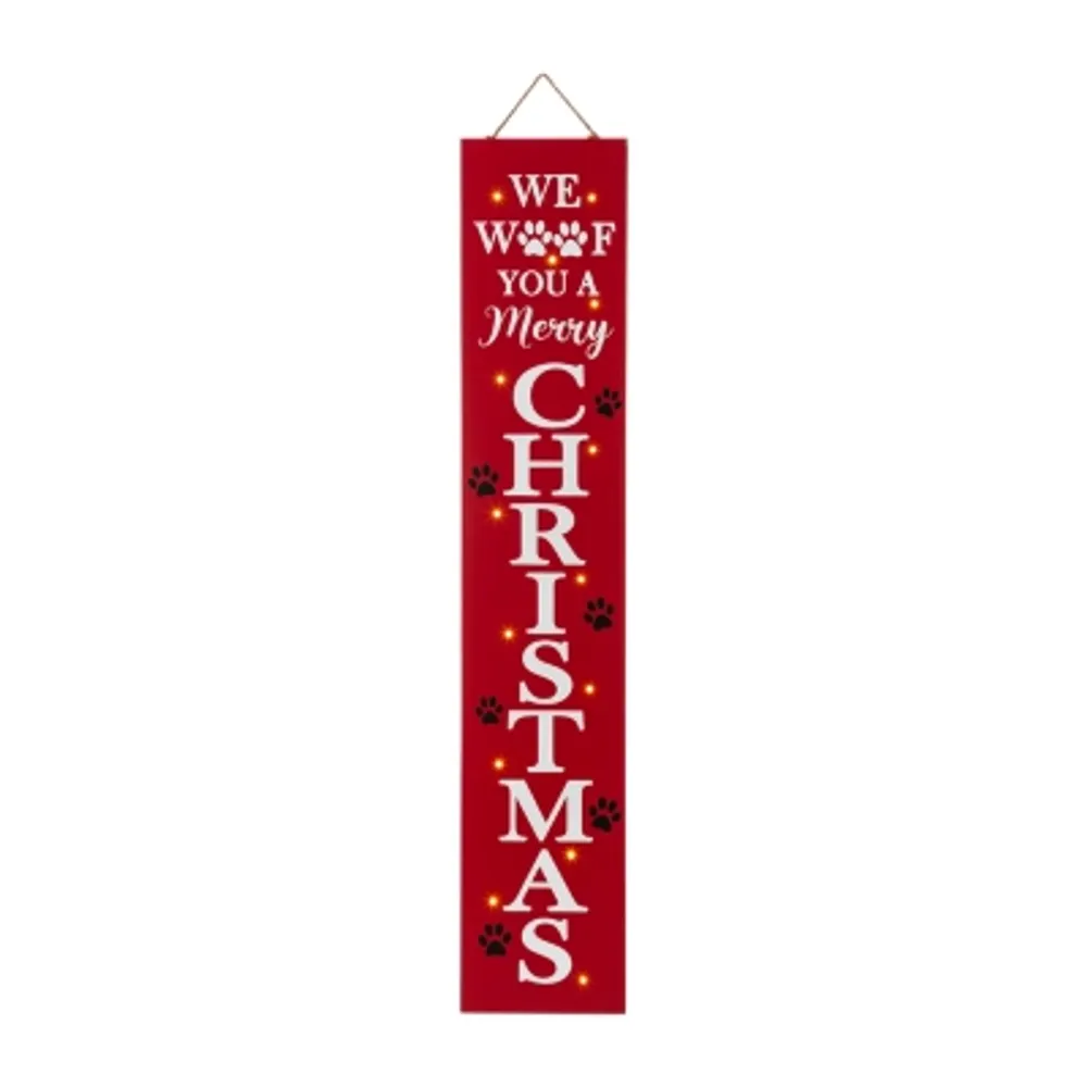 Glitzhome Lighted Wooden Pet Christmas Christmas Porch Sign