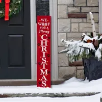 Glitzhome Lighted Wooden Pet Christmas Christmas Porch Sign