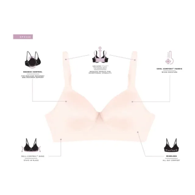 Bali Women's Full-Coverage, Bounce Control Wirefree Smoothing, Wireless  Convertible T-Shirt Bra