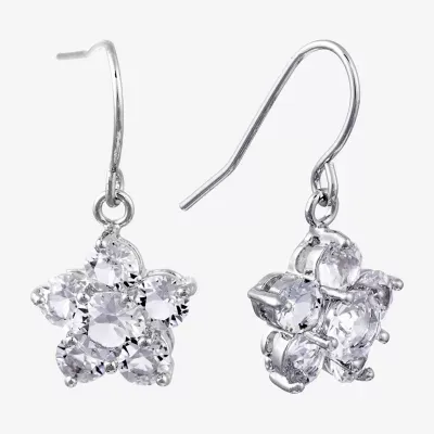 Sparkle Allure Crystal Pure Silver Over Brass Flower Drop Earrings