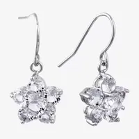 Sparkle Allure Crystal Pure Silver Over Brass Flower Drop Earrings