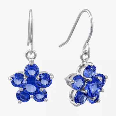 Sparkle Allure Crystal Pure Silver Over Brass Flower Drop Earrings