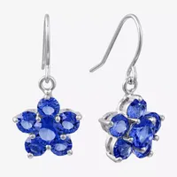 Sparkle Allure Crystal Pure Silver Over Brass Flower Drop Earrings