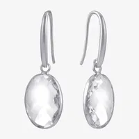 Sparkle Allure Crystal Pure Silver Over Brass Oval Drop Earrings