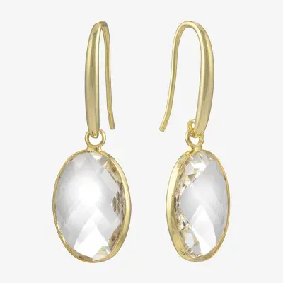 Sparkle Allure Crystal 14K Gold Over Brass Oval Drop Earrings